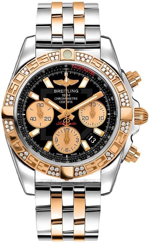 breitling chronograph black dial gold|breitling chronomat diamond bezel.